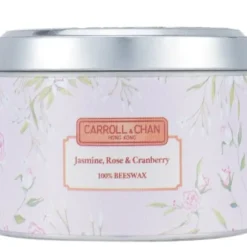 100% Beeswax Tin Candle - Jasmine Rose Cranberry