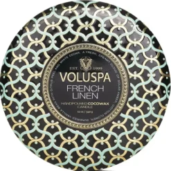 3 Wick Decorative Tin Candle - French Linen