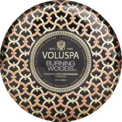 3 Wick Decorative Tin Candle - Burning Woods