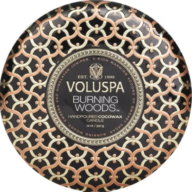 3 Wick Decorative Tin Candle - Burning Woods