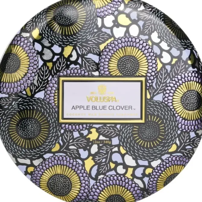 3 Wick Decorative Tin Candle - Apple Blue Clover