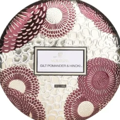 3 Wick Decorative Tin Candle - Gilt Pomander & Hinoki