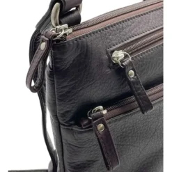 Cadence Business Leather Zipped Crossbody Bag(raisin)