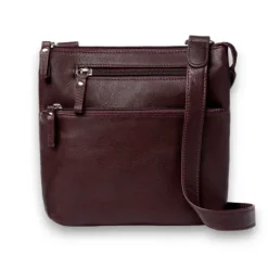 Cadence Business Leather Zipped Crossbody Bag(raisin)