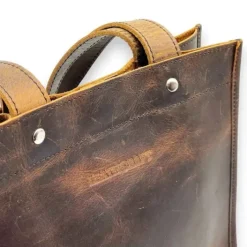 Cain Distressed Leather Business Casual Tote Bag(Coffee)
