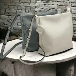 Calista Poppy Cowhide Crossbody Leather Bag(White)