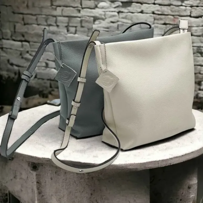 Calista Poppy Cowhide Crossbody Leather Bag(White)