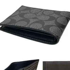 COACH Men's Short Wallet F66551QBMI5 Black Gray