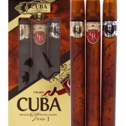 Cuba Trio 1 by Cuba for Men - 3 Pc Gift Set 1.17oz Cuba Gold EDT Spray, 1.17oz Cuba Royal EDT Spray, 1.17oz Cuba VIP EDT Spray