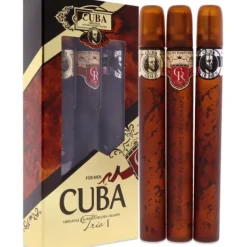 Cuba Trio 1 by Cuba for Men - 3 Pc Gift Set 1.17oz Cuba Gold EDT Spray, 1.17oz Cuba Royal EDT Spray, 1.17oz Cuba VIP EDT Spray
