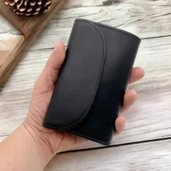 DANA Business Italian Bridle Leather 3 Fold Wallet With Large Coin Case(Black)