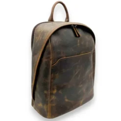 DARIUS Business Distressed Leather RFID Entrepreneur Vintage Backpack(Dark Brown)