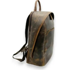DARIUS Business Distressed Leather RFID Entrepreneur Vintage Backpack(Dark Brown)