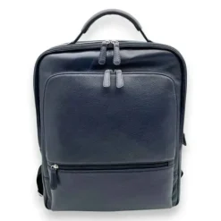 ELISEO Business Leather RFID Dual Zipped Backpack(Navy)