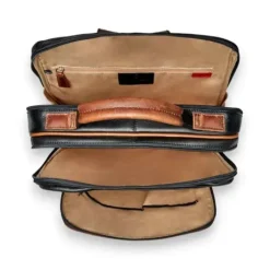 ELISEO Business Leather RFID Dual Zipped Backpack(Navy)