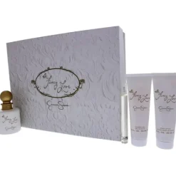 Fancy Love by Jessica Simpson for Women - 4 Pc Gift Set 3.4oz EDP Spray, 0.34oz EDP Mini Spray, 3oz Body Lotion, 3oz Bath and Shower Gel