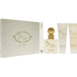 Fancy Love by Jessica Simpson for Women - 4 Pc Gift Set 3.4oz EDP Spray, 0.34oz EDP Mini Spray, 3oz Body Lotion, 3oz Bath and Shower Gel
