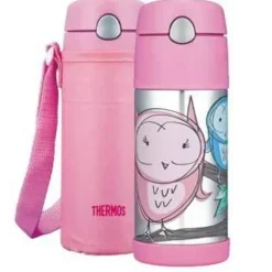 FUNtainer Stainless Steel Vacuum Insulated Drink Bottle-Pink owl