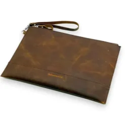 HALSTON Distressed Business Leather Business Portfolio Case(Coffee)