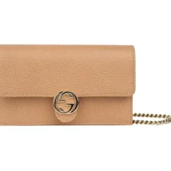 Icon GG Interlocking Wallet On Chain Light CamelCrossbody Bag 615523