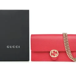 Icon GG Interlocking Wallet On Chain Red Crossbody Bag 615523