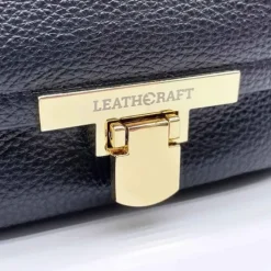 ISHA Pebbled Leather Small Shoulder Satchel Bag(Black)