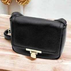 ISHA Pebbled Leather Small Shoulder Satchel Bag(Black)