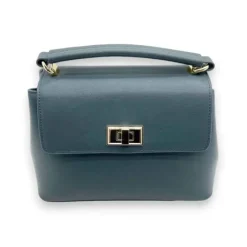 IVORY Genuine Leather Small Shoulder Handbag (Top-Handle)(BLUE)