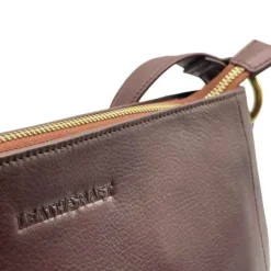 JOSIE Business Cowhide Leather Straight Zipped Crossbody Hobe Bag(brown)