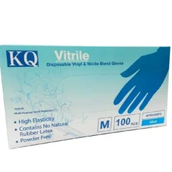 KQ - Vitrile Disposable Vinyl & Nitrile Blend Gloves -blue (M)