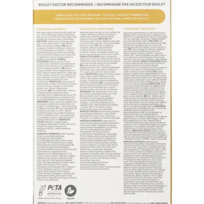 MD BosDefense Color Safe Starter Kit: Nourishing Shampoo 5.1oz+Volumizing Conditioner 5.1oz+Leave In Treatment 3.4oz