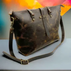 MORGAN Business Crazy Horse Leather Shoulder Bag(Dark Brown)