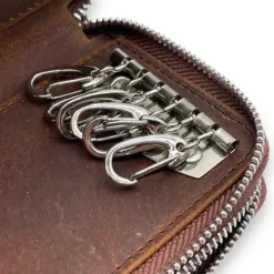 RHYS Distressed Leather Card And Key Pouch / Case(Coffee)