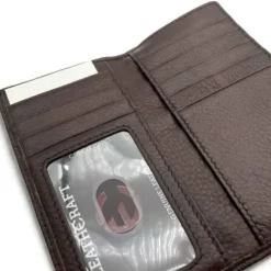 SAHRA business leather snap front coin wallet with zip(Brown)