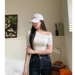 Slim Fit One Shoulder Crop Top