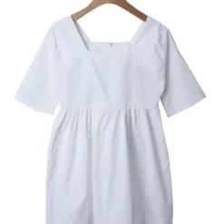 Square Neck Loose Fit Short Sleeve Mini Dress