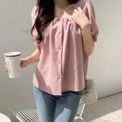 Square Neck Puff Sleeve Blouse