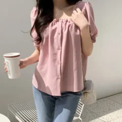 Square Neck Puff Sleeve Blouse