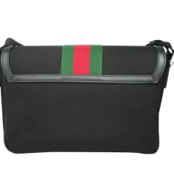 Techno Canvas Web Stripe Black Messenger Bag 630921