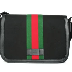 Techno Canvas Web Stripe Black Messenger Bag 630921