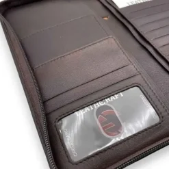 THEO Business Leather RFID Zipper Travel Passport Wallet & Organizer(brown)