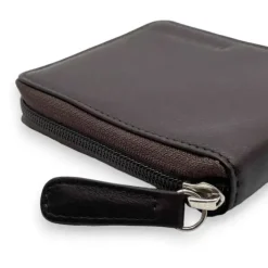 TRISTAN Business Genuine Leather RFID Zip Coin Wallet Full Grain Cowhide From Us(Brown)