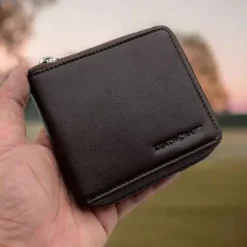 TRISTAN Business Genuine Leather RFID Zip Coin Wallet Full Grain Cowhide From Us(Brown)