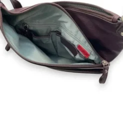 VAANYA Cowhide Leather Zipped Crossbody Bag(RAISIN)