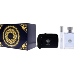 Versace Pour Homme by Versace for Men - 3 Pc Gift Set 3.4oz EDT Spray, 0.34oz EDT Spray, Pouch